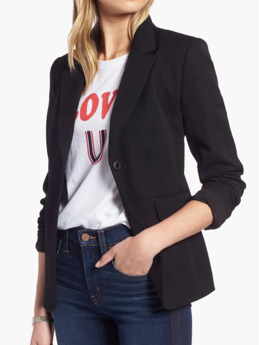NWT Nordstrom 1901 Stretch Cotton Blazer Black Sz 2